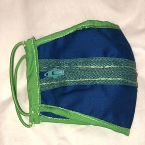 Blue and green zip the lips face mask